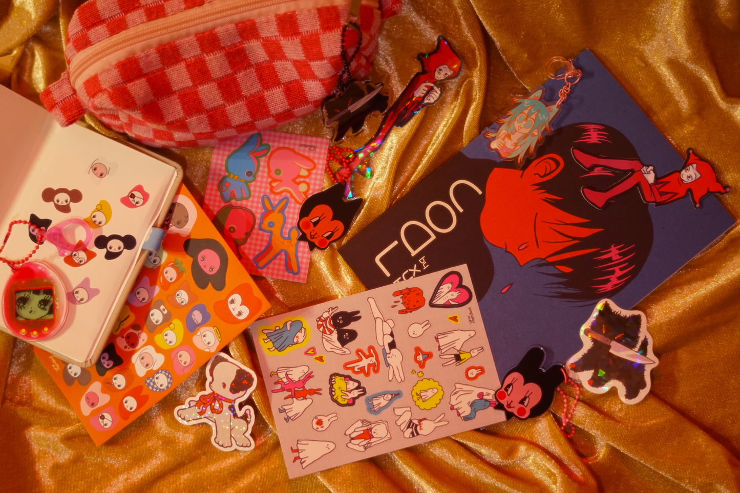 KITTY AND PUP WITH A KNIFE stickers by XUH