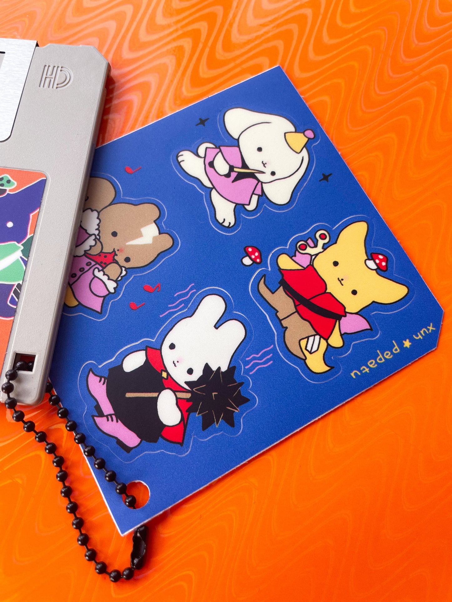FLOPPY DISK pendant + WARRIOR sticker sheet by XUH