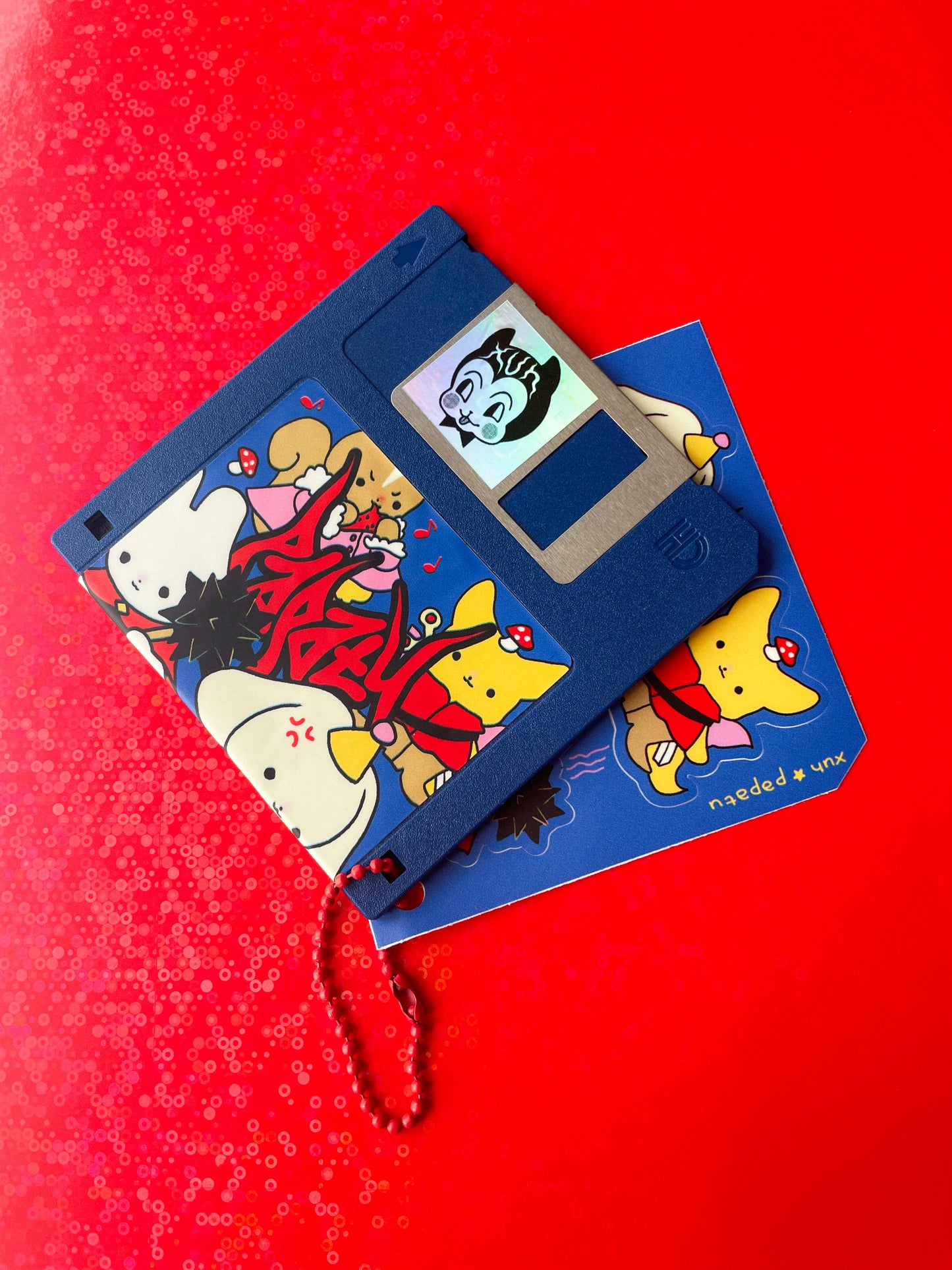FLOPPY DISK pendant + WARRIOR sticker sheet by XUH