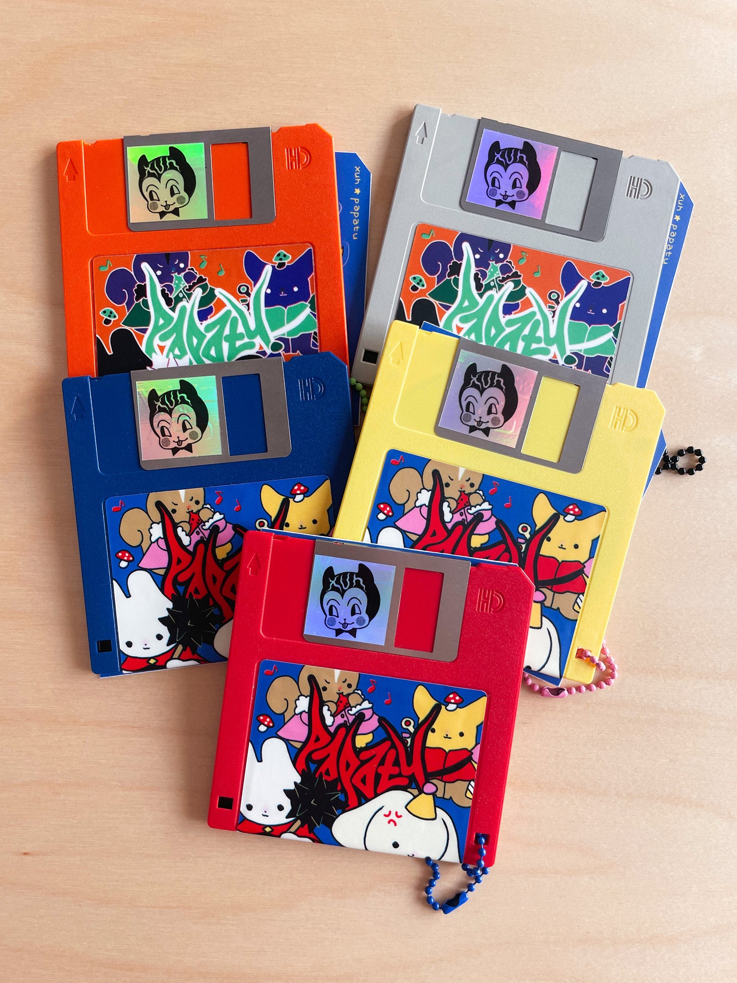 FLOPPY DISK pendant + WARRIOR sticker sheet by XUH