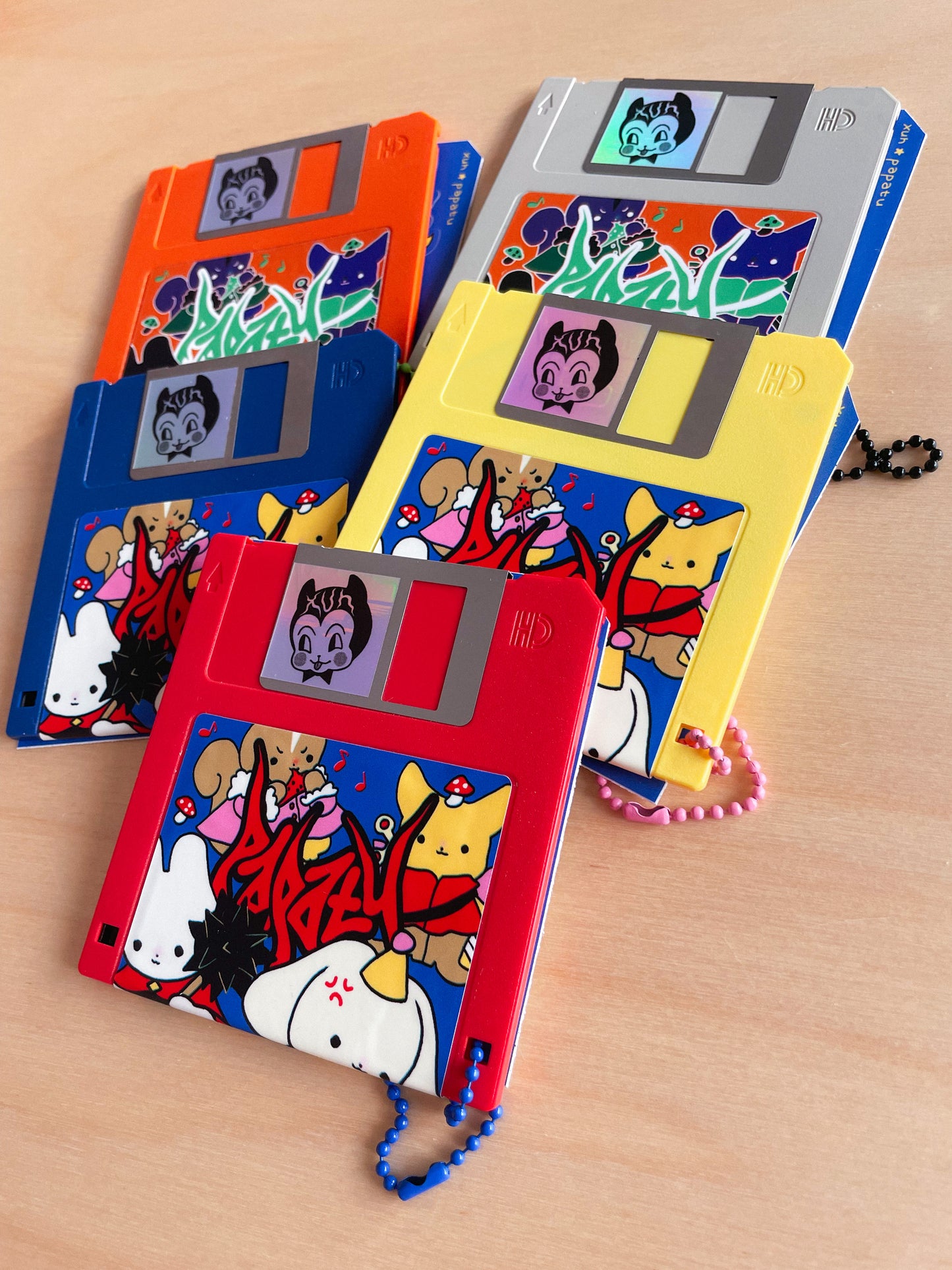 FLOPPY DISK pendant + WARRIOR sticker sheet by XUH