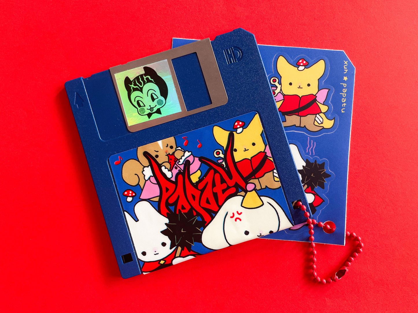 FLOPPY DISK pendant + WARRIOR sticker sheet by XUH