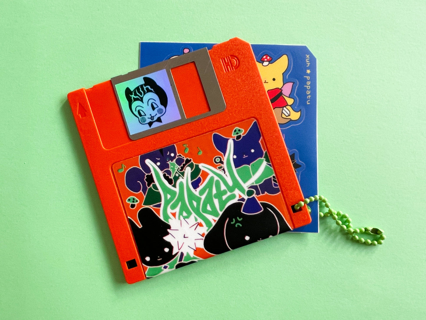 FLOPPY DISK pendant + WARRIOR sticker sheet by XUH