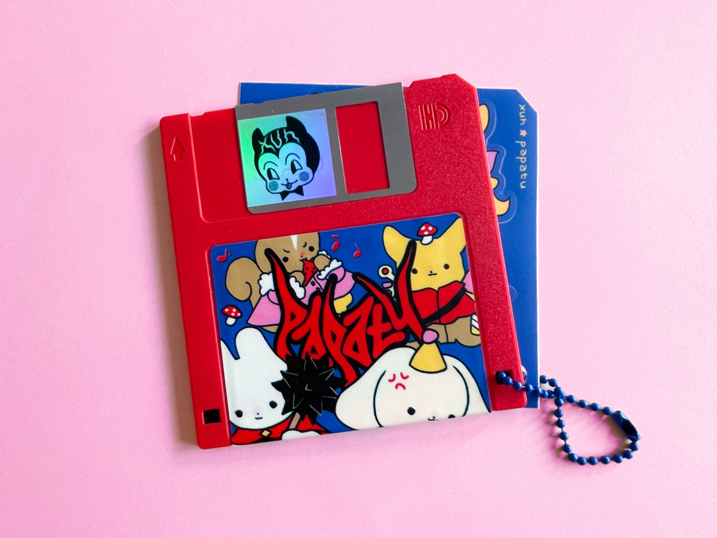 FLOPPY DISK pendant + WARRIOR sticker sheet by XUH