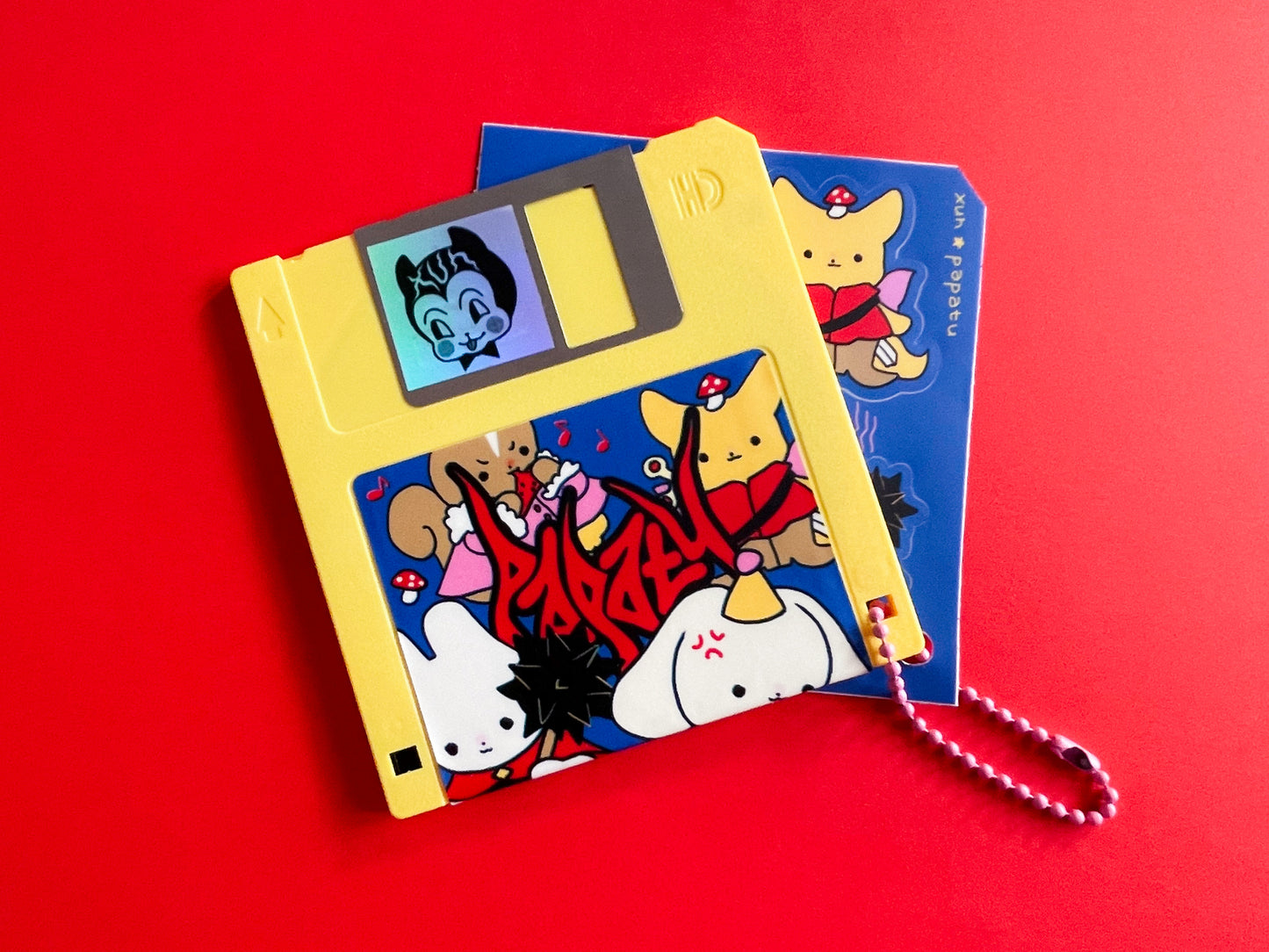 FLOPPY DISK pendant + WARRIOR sticker sheet by XUH