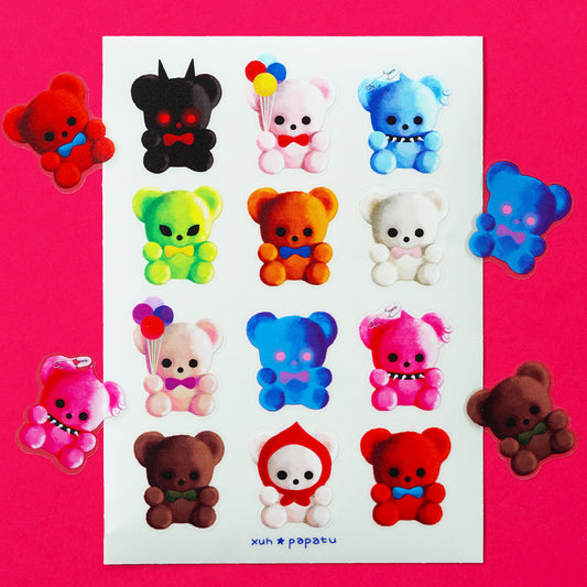 FLOCKED TEDDY BEARS sticker sheet by XUH