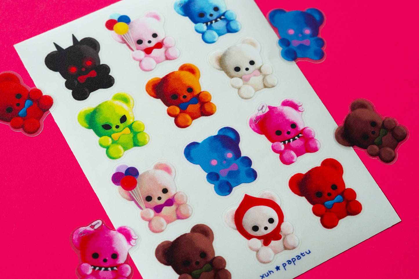 FLOCKED TEDDY BEARS sticker sheet by XUH