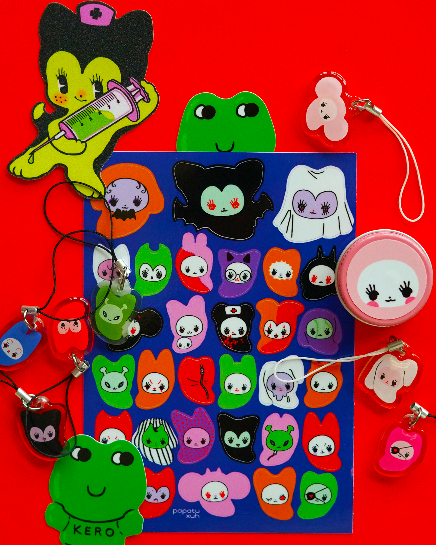CREEPY SLEEPING BAG BEANS sticker sheet by XUH