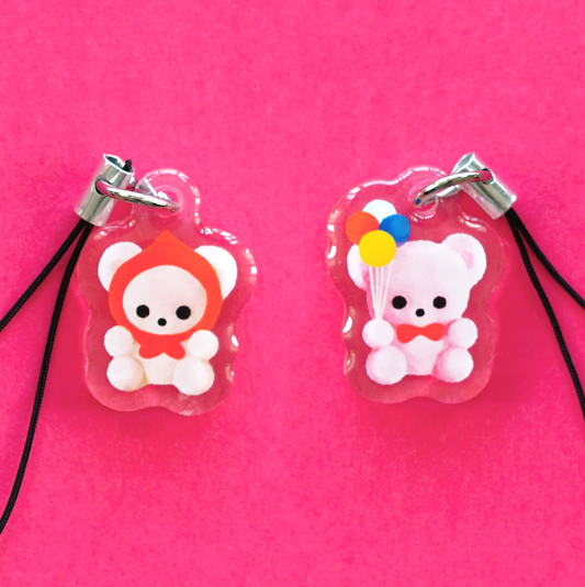 FLOCKED TEDDY BEAR acrylic charm by XUH