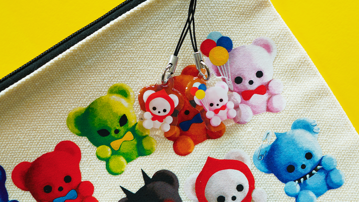 FLOCKED TEDDY BEAR acrylic charm by XUH