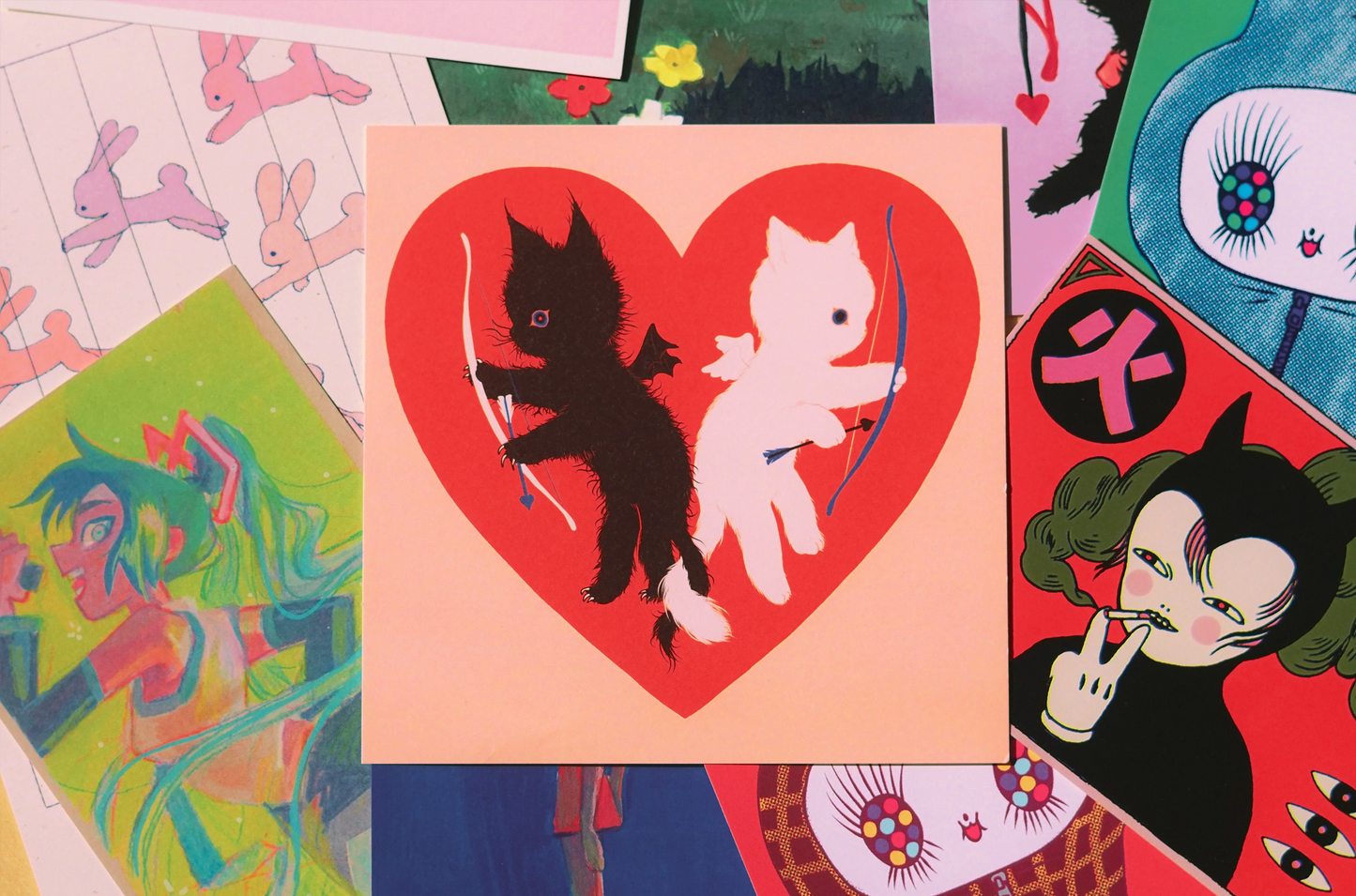 CUPID CATS valentine card by XUH