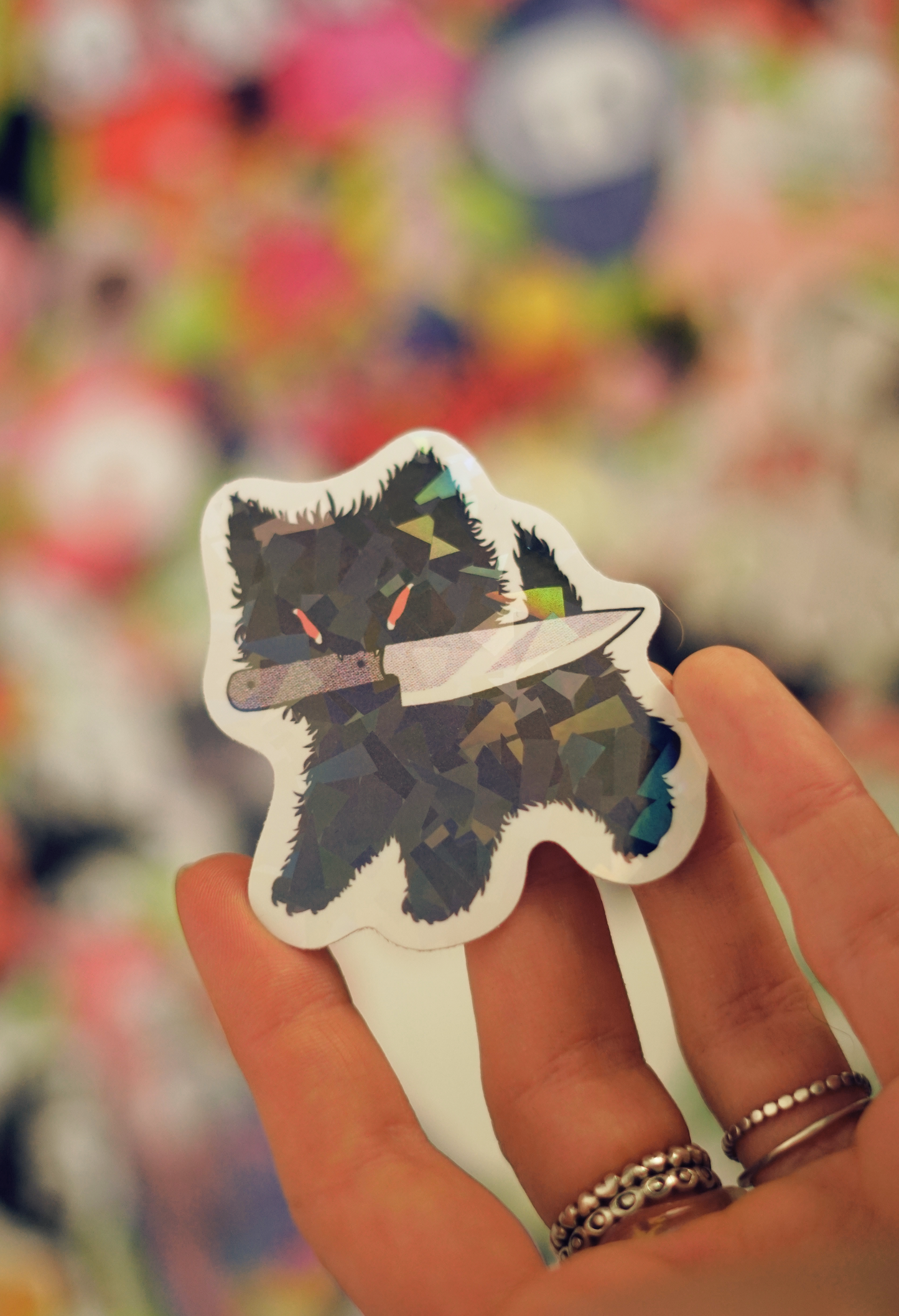 KITTY AND PUP WITH A KNIFE stickers by XUH