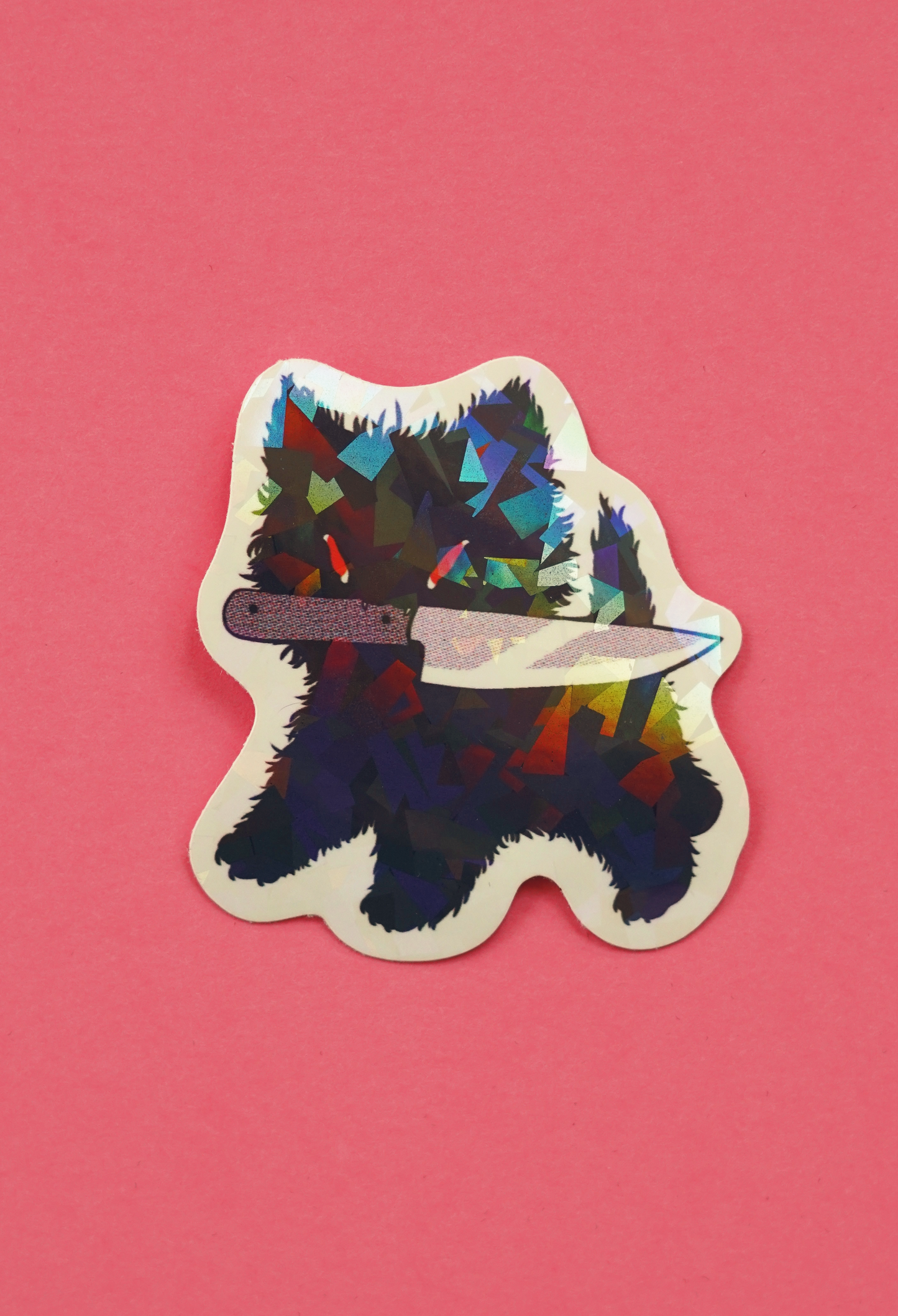 KITTY AND PUP WITH A KNIFE stickers by XUH