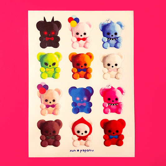 FLOCKED TEDDY BEARS sticker sheet by XUH