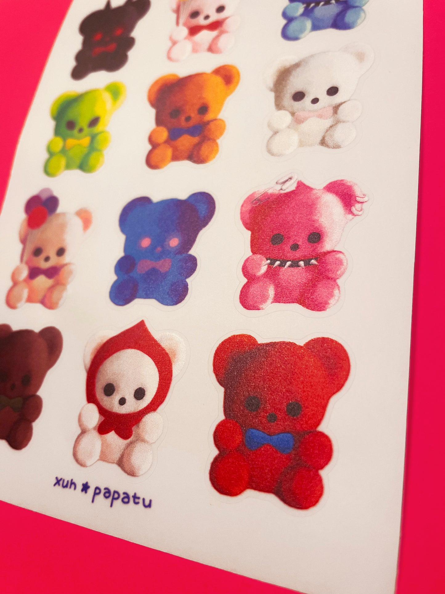 FLOCKED TEDDY BEARS sticker sheet by XUH