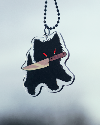 KITTY WITH A KNIFE acrylic charm by XUH
