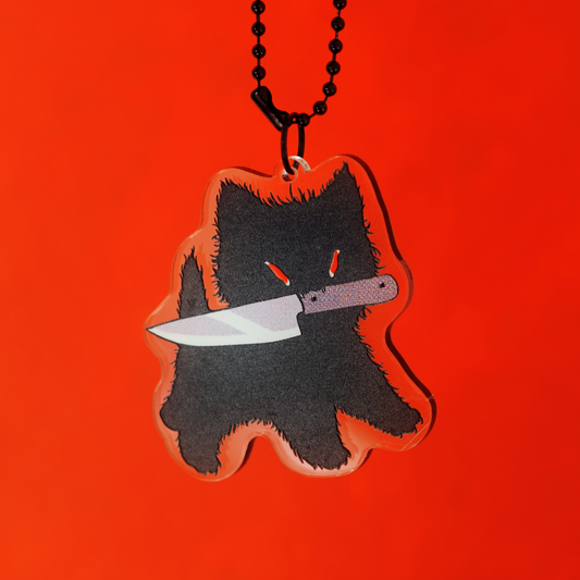 KITTY WITH A KNIFE acrylic charm by XUH