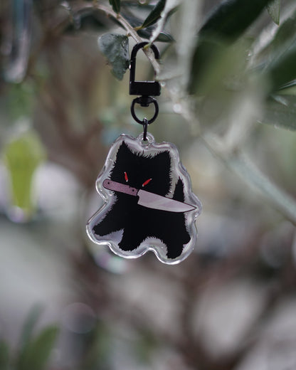 KITTY WITH A KNIFE acrylic charm by XUH