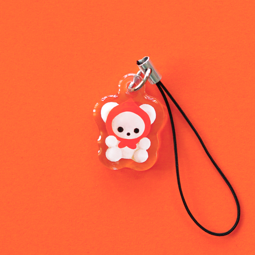 FLOCKED TEDDY BEAR acrylic charm by XUH
