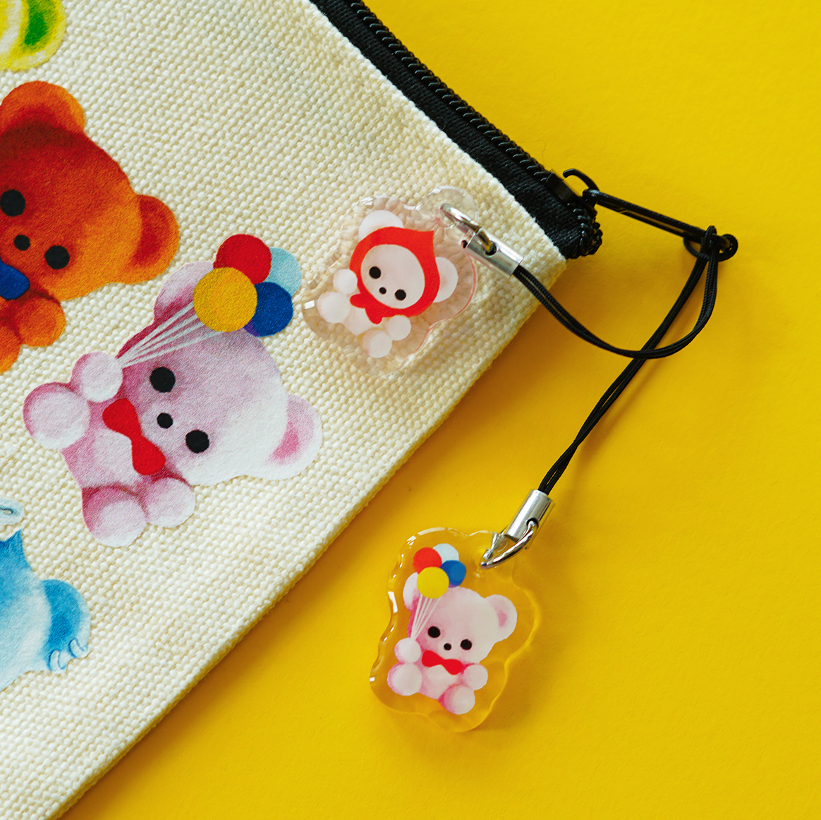 FLOCKED TEDDY BEAR acrylic charm by XUH