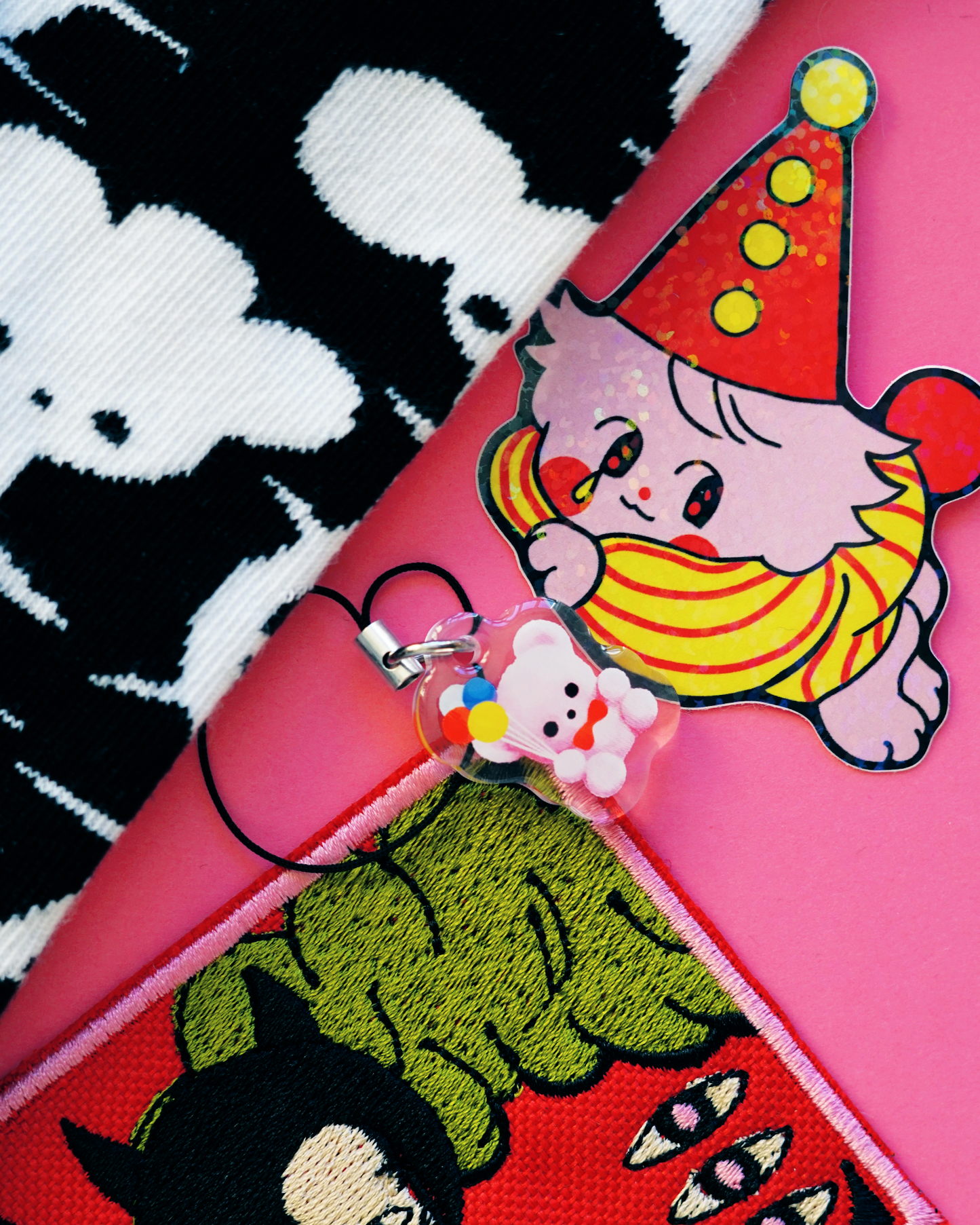 FLOCKED TEDDY BEAR acrylic charm by XUH