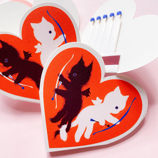 CUPID CATS - heart-shaped matchbook by XUH