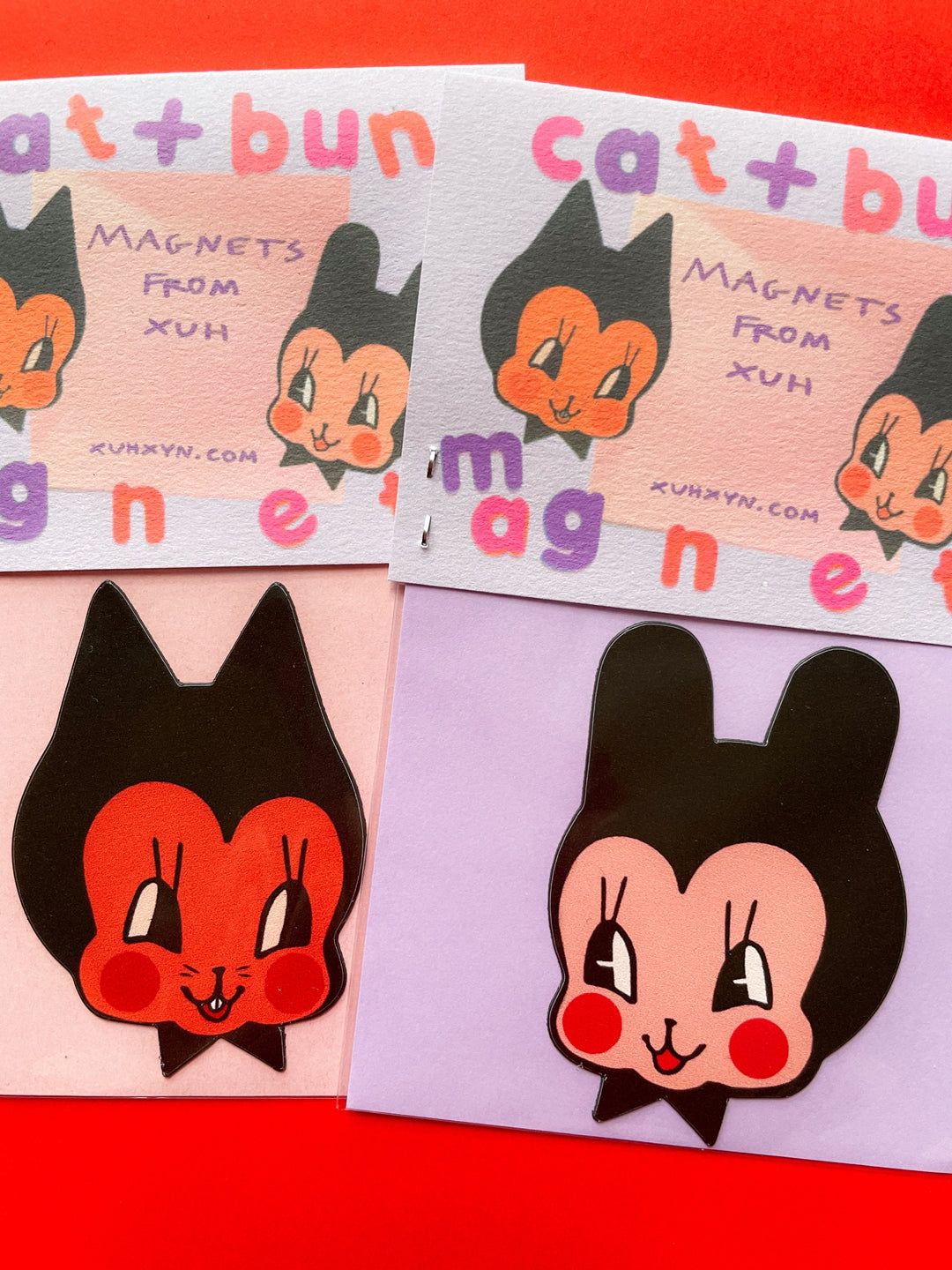 CAT & BUN - set of 2 magnets by XUH